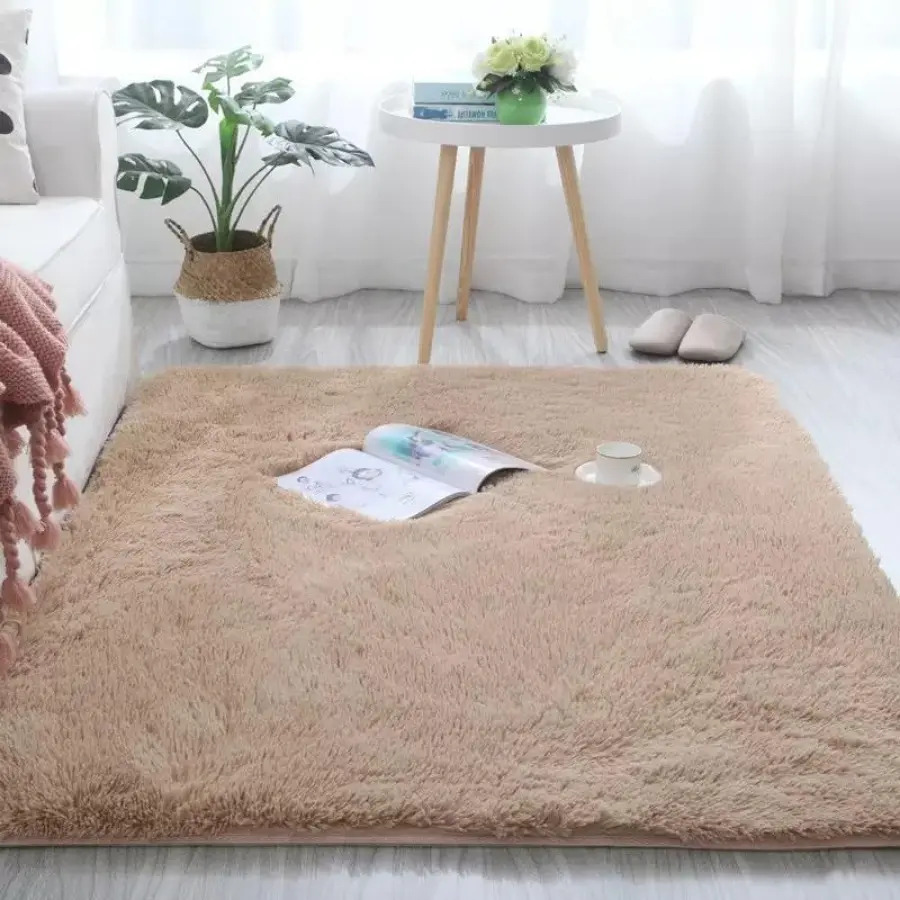 Tapete Carpete Sala Peludo Quarto Saldão 1,5x2 Luizatex Cor Bege Desenho do tecido Pelo Alto