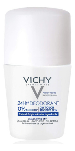 Vichy desodorante roll on 24hr Dry Touch 0% alcohol piel sensible toque seco 50 ml