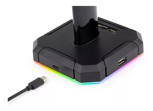 Imagen 4 de 9 de Soporte Gamer Auricular Redragon Scepter Pro Ha300 Rgb Hub