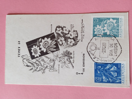 Tarjeta Primer Día Flores Jacaranda - Mburucuya Temex 1961