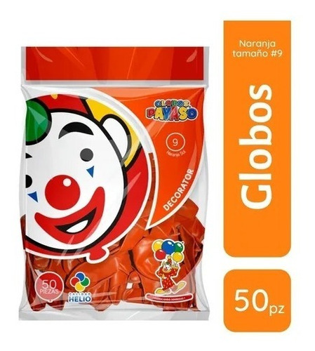 Bolsa De Globos Payaso 50pz Naranja Para Decorar Latex 9 