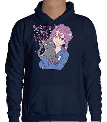 Sudadera 8-14 Años Juvenil Unisex I Love Anime And Cats