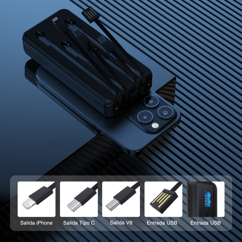 Power Bank 20000mah Alta Capacidad Carga Rápida 4 Cables