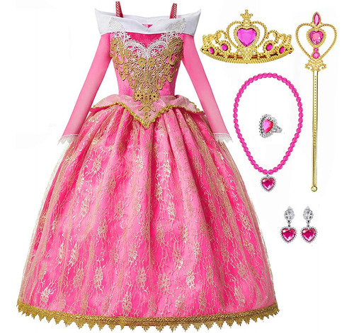 Disfraz De Princesa Aurora Tolafio Para Niñas, Vestido De Cu