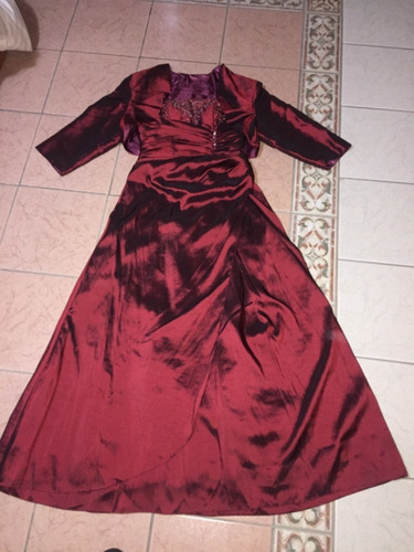 Vestido Elegante De Fiesta Largo Color Vino Con Saquito 