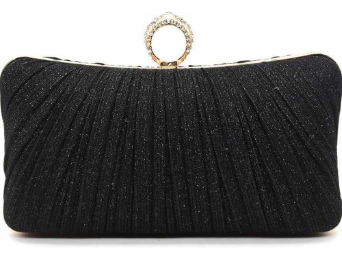 Cartera Tipo Clutch De Noche Con Hebilla De Anillo Negra