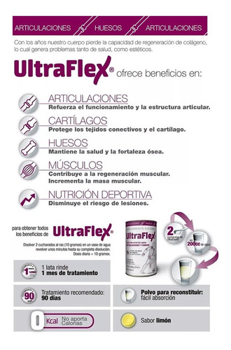 Imagen 2 de 5 de Colageno Hidrolizado Ultraflex Pack X 3 Unidades