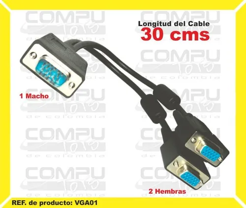 Zvga01 Cable Para Duplicar Señal Vga 1 A 2 Computoys