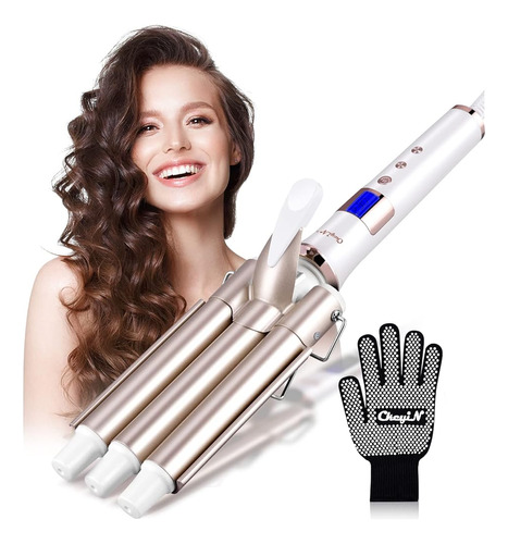 Ckeyin 3 Barril Curling Iron Wand Hair Waver Con Lcd 16 Pant
