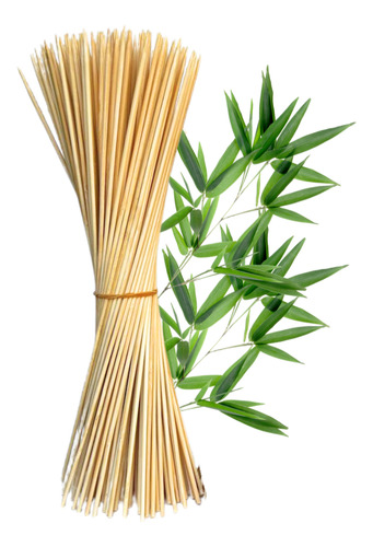 Palillos Para Brochetas Palo De Bambú Madera 30cm 90pz Color Amarillo