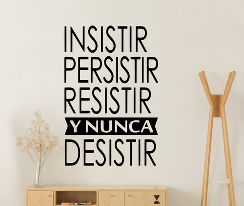 Imagen 2 de 5 de Vinil Decorativo Para Pared Frases Letras Insistir, Resistir