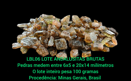 Lbl06 Andalusita Bruta Lote 100g Coleção Artesanato Jóias Alaranjado Verde Marrom