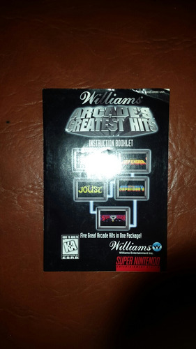 Manual Williams Arcade Greatest Hits Super Nintendo!!!