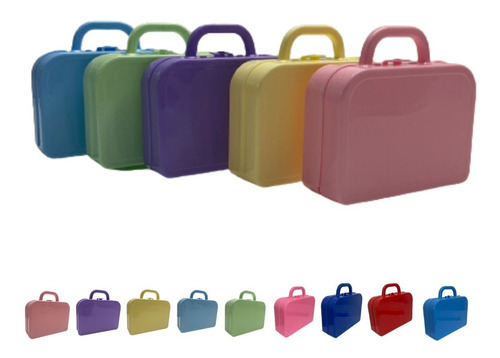 Imagen 2 de 10 de Valija Plástica Mini X5 Lunchera Souvenir Cotillón Golosinas