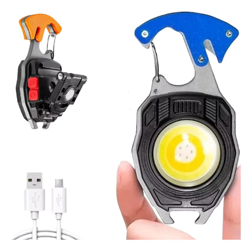 Linterna Led Multifuncion Recargable Iman Destapador Gancho Blanco Negro