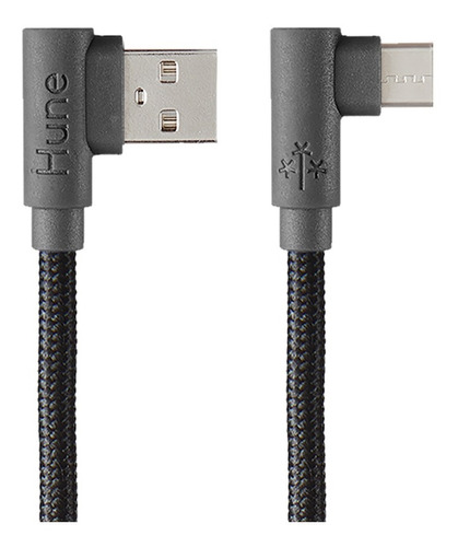 Cable Hune Hiedra Usb-a A Usb-c Ecológico Color Roca Color Gris Oscuro