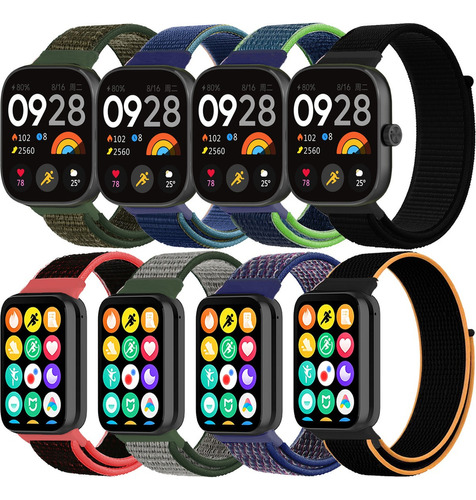 8 Correa Nylon Loop Para Redmi Watch 4 Xiaomi Mi Band 8 Pro