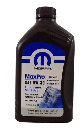 Aceite Mopar Sintetico Max Pro 0w30 Fiat 1 Litro Original