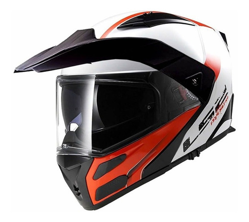 Ff324 - Casco Abatible -ls2- Rapid Blanco Rojo  - Talla L