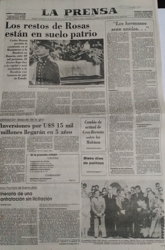 La Prensa 1/10/1989 Los Restos De Rosas En Suelo Patrio,deta