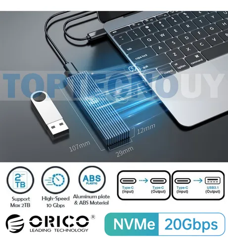 Cofre Ssd M.2 Pcie Nvme 10gbps Aluminio Usb-3 Y Usb-c Orico