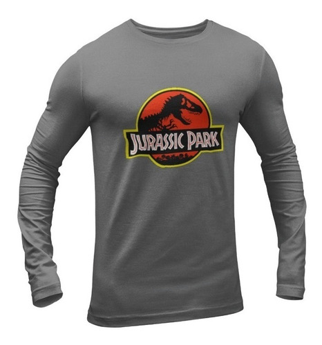 Polera Manga Larga Jurassic Park Dinosaurio Estampado Algodo