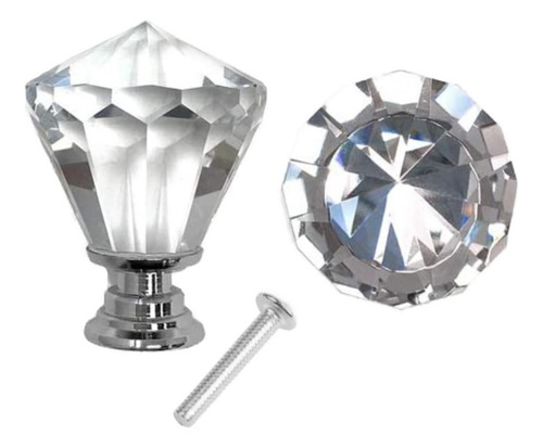 10 Perillas Jaladera De Cristal Forma Diamante Conica 30mm