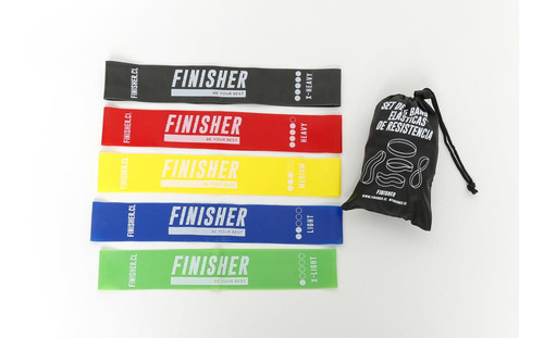 Pack 5 Bandas Elásticas Loop Resistencia Multicolor Finisher