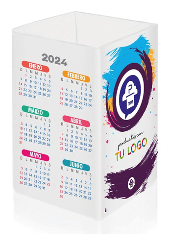 10 Cubo Portalapices Con Calendario Personalizado Full Color