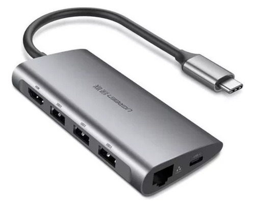 Hub Ugreen Cm121 Usb C A 3xusb3.0a + Hdmi + Rj45 + Sd/tf+ Pd
