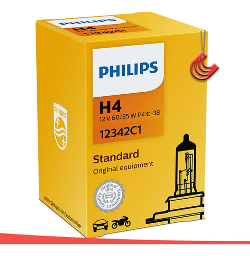 Imagem 2 de 6 de Lâmpada Philips Standard H4 55/60w 12v 12342c1 Farol Comum