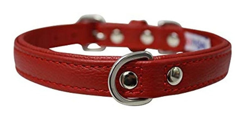 Piel Perro Cuello Acolchada Doble Capas 16 X 3/4 Rojo De Pie