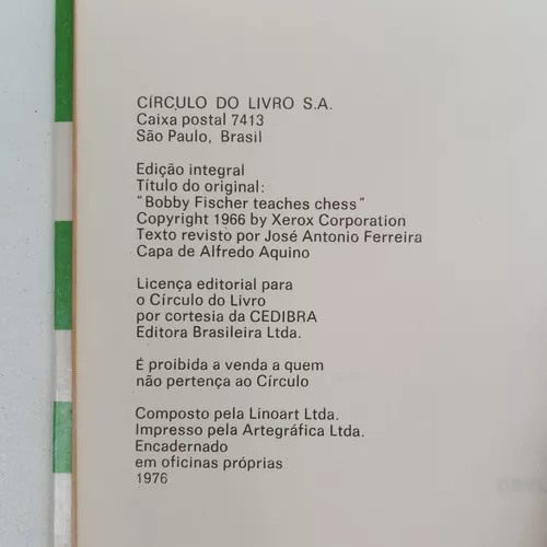 Livro - Bobby Fischer Ensina Xadrez - Ed. Círculo Do Livro