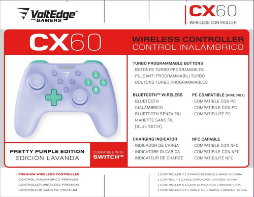 Imagen 9 de 9 de Control Inalámbrco Cx60 Princess Purple Voltedge Switch Color Violeta