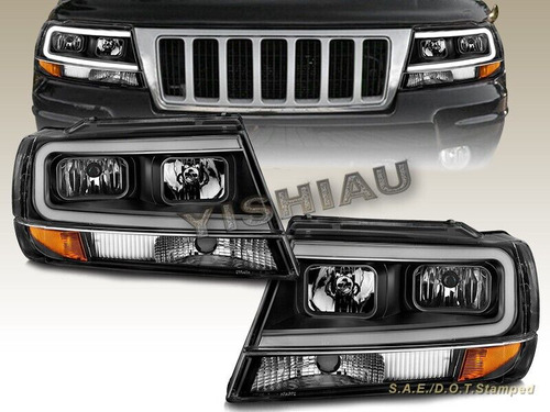 Fits For 1999-2004 Jeep Grand Cherokee Headlights Black Le