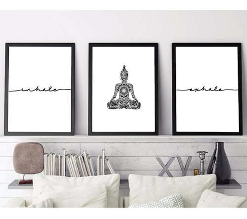 Imagen 1 de 3 de Tripticos - Cuadros 20x25 - Inhale Exhale Buda (setx3)