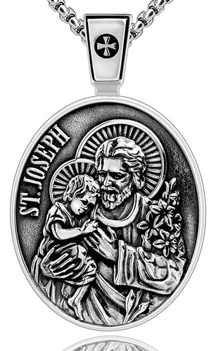 Venicebee Medalla De San José Padre Con Hijo Jesucristo Amul