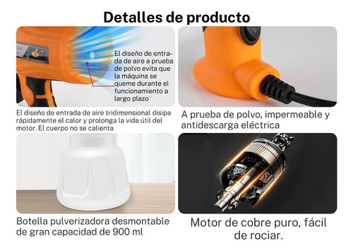 Pistola De Pintura Pulverizador De Tinta 900ml 3 Modos