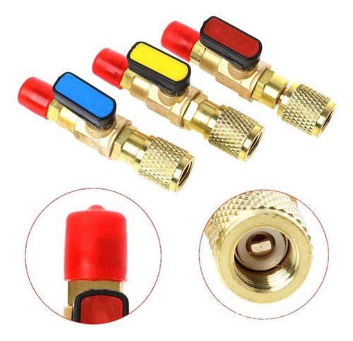 Kit Válvulas Bola 1/4 Sae Para Manómetro Aire Acondicionado