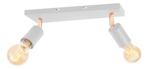 Aplique 2 Luces Techo Spot Movil Baño Living Moderno Led E27 Estructura Blanco/cobre