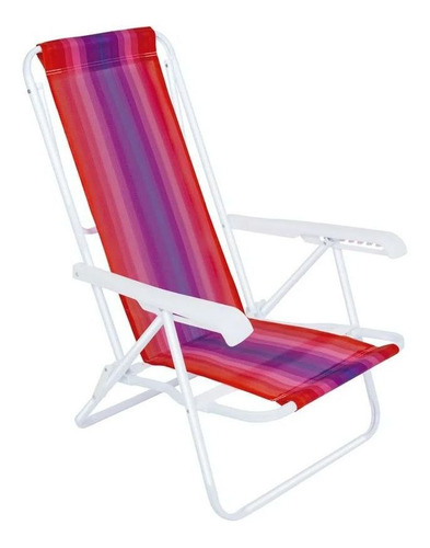 Silla de playa reclinable y plegable de aluminio, 8 posiciones, color naranja/morado