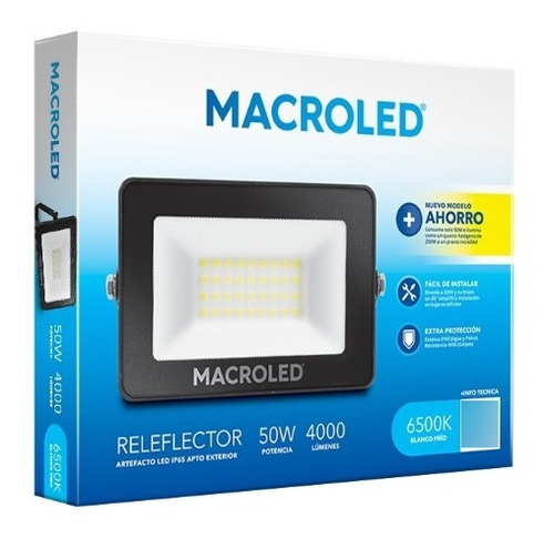 Proyector Reflector Exterior 50w Luz Fria 6500k Eco Macroled