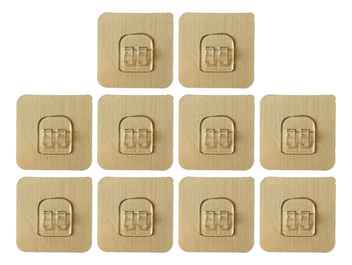 10pcs Ganchos Adhesivos Cocina Baño Reusables Sin Bordes Dorado