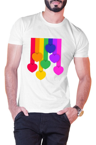 Playera Lgbt Orgullo Gay Corazones Arcoiris Pride Day