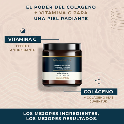 Imagen 2 de 6 de Crema Aclarante Facial 60ml Vitamina C Colageno Filtro Solar Tipo De Piel Todo Tipo De Piel