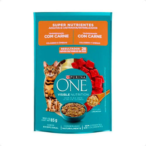 Combo 5 Ração Úmida Purina One Carne Gatos Adultos - 85g