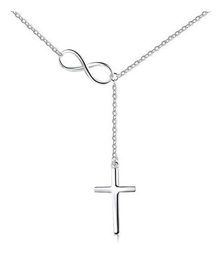 Collar - 925 Sterling Silver Cross Style Pendant Religious N