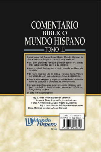 Imagen 2 de 4 de Comentario B. Mundo Hispano T. 11 Jeremias, Carro D, Estudio