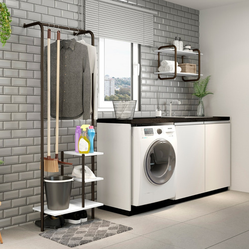 Mueble Multiuso Connect Blanco Oro Envejecido