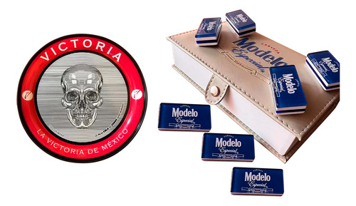 Domino Modelo Especial Beige - Azul + Portavaso Calavera # 4
